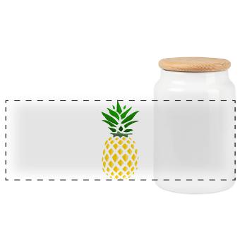 Ananas Tropenprint  - Panorama Keksdose mit Holzdeckel - Weiß - Vorne