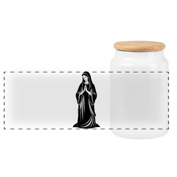 La Vierge Marie priant - Boîte à biscuits avec couvercle en bois - blanc - Devant