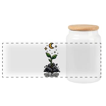 Grow in the Dark – Pixel-Art-Design - Panorama Keksdose mit Holzdeckel - Weiß - Vorne