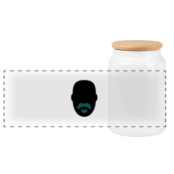 »Frank Zappa« Beard 1 - Panorama Keksdose mit Holzdeckel - Weiß - Vorne