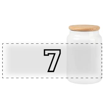 THE number seven, 7 years - Panoramic Cookie Jar with Wooden Lid - white - Front