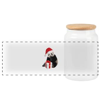 WEIHNACHTS-PANDA - Panorama Keksdose mit Holzdeckel - Weiß - Vorne