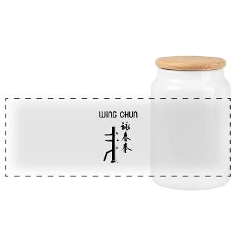 wing chun - Boîte à biscuits avec couvercle en bois - blanc - Devant