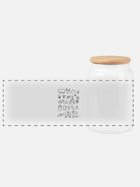 Winterwonderland,Reh,Adventskerze,Geschenk,eisig - Panorama Keksdose mit Holzdeckel - Weiß