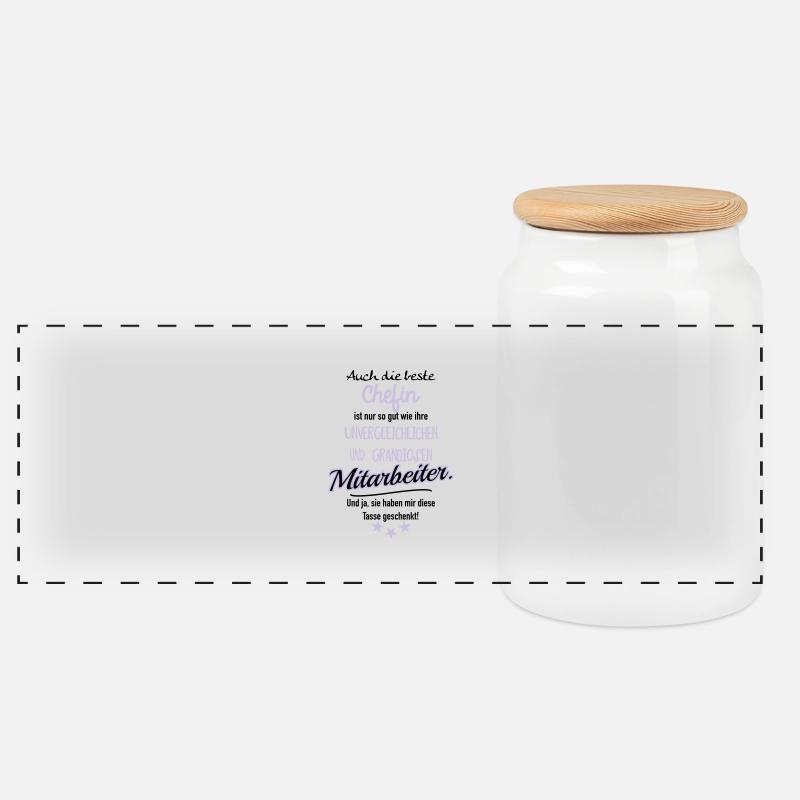 Beste Chefin Tasse - Panorama Keksdose mit Holzdeckel - Weiß