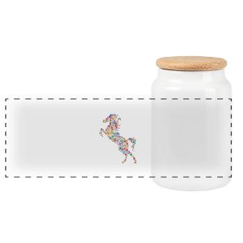 horse - Panoramic Cookie Jar with Wooden Lid - white - Front