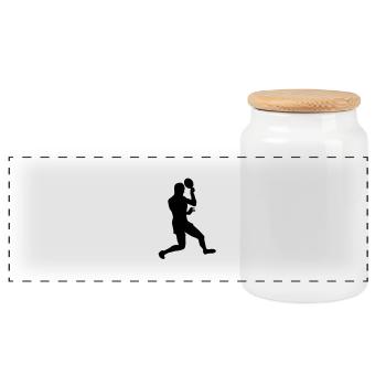 Table tennis male eu - Panoramic Cookie Jar with Wooden Lid - white - Front