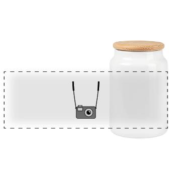 camera - Panoramic Cookie Jar with Wooden Lid - white - Front