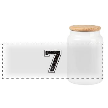 7_seven_sieben_black_schwarz (en) - Panoramic Cookie Jar with Wooden Lid - white - Front