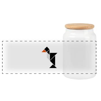 tangram_pinguin - Panoramic Cookie Jar with Wooden Lid - white - Front