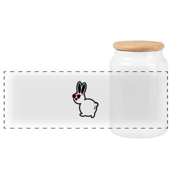 comic hase - Panoramic Cookie Jar with Wooden Lid - white - Front