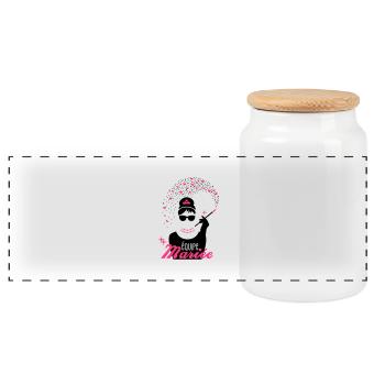 team bride - bride - EVJF - tiffany - Panoramic Cookie Jar with Wooden Lid - white - Front