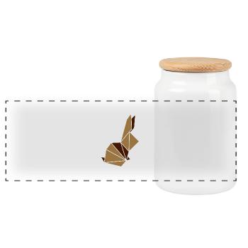 Origami: Häschen - Panoramic Cookie Jar with Wooden Lid - white - Front