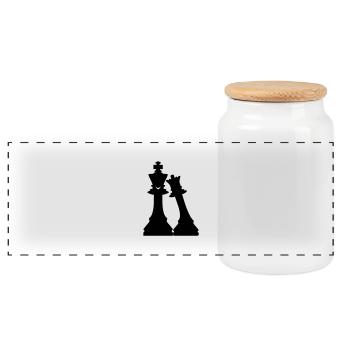 Love Schach - Panorama Keksdose mit Holzdeckel - Weiß - Vorne