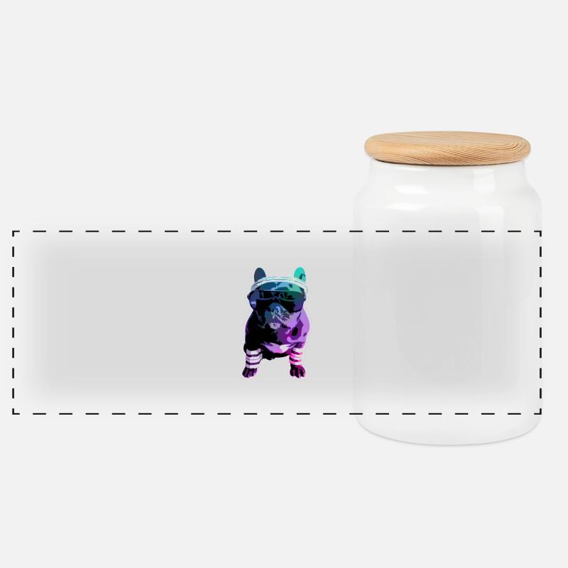 Hipster-Dogge - Panorama Keksdose mit Holzdeckel - Weiß
