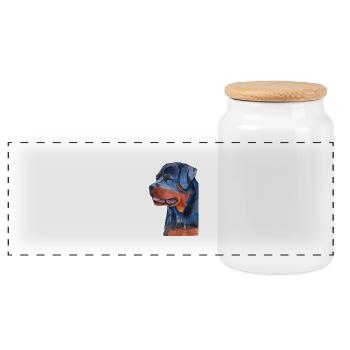 rottweiler - F - Panorama Keksdose mit Holzdeckel - Weiß - Vorne