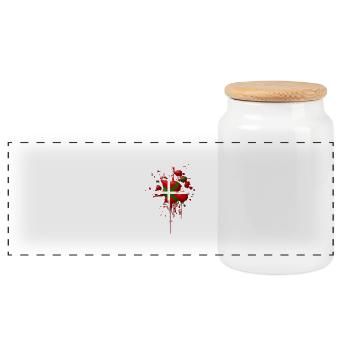 Drapeau Basque tâche 2 - Boîte à biscuits avec couvercle en bois - blanc - Devant