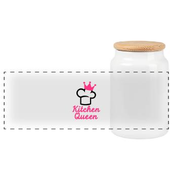 Kitchen Queen - Panoramic Cookie Jar with Wooden Lid - white - Front