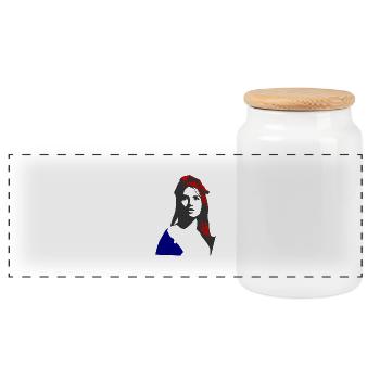 Marianne_N1 - Boîte à biscuits avec couvercle en bois - blanc - Devant