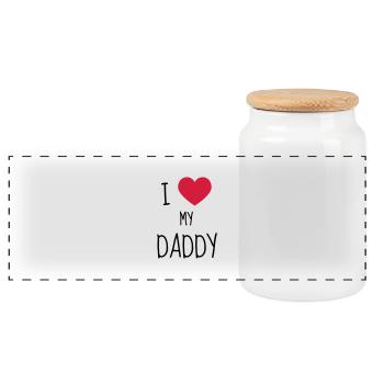 Dad - Daddy - Papa - Baby - Birth - Father - Vati - Panoramic Cookie Jar with Wooden Lid - white - Front