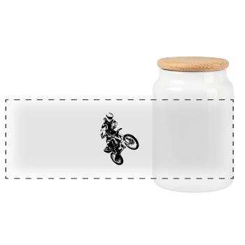 Dirtbike - Boîte à biscuits avec couvercle en bois - blanc - Devant