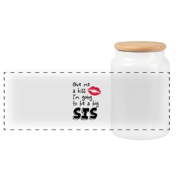 big sister - Panoramic Cookie Jar with Wooden Lid - white - Front