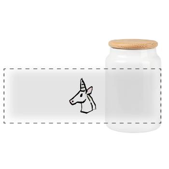 unicorn icon - Boîte à biscuits avec couvercle en bois - blanc - Devant