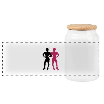 muscle woman fitness - Panorama Keksdose mit Holzdeckel - Weiß - Vorne