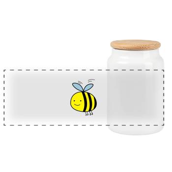 comic_biene_002 - Boîte à biscuits avec couvercle en bois - blanc - Devant