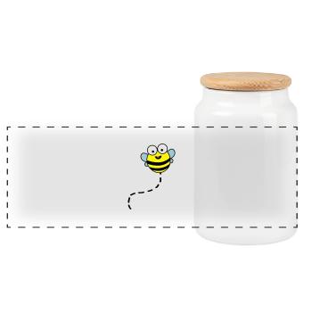 lustige_biene_02 - Boîte à biscuits avec couvercle en bois - blanc - Devant