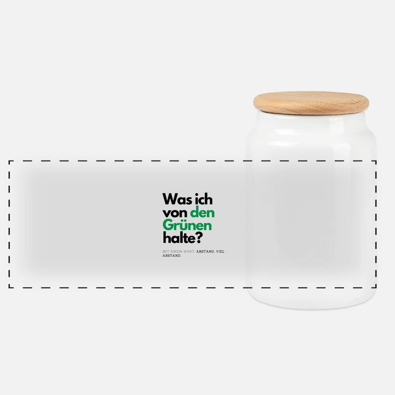 Motto - Was ich von den Grünen halte ? - Panorama Keksdose mit Holzdeckel - Weiß