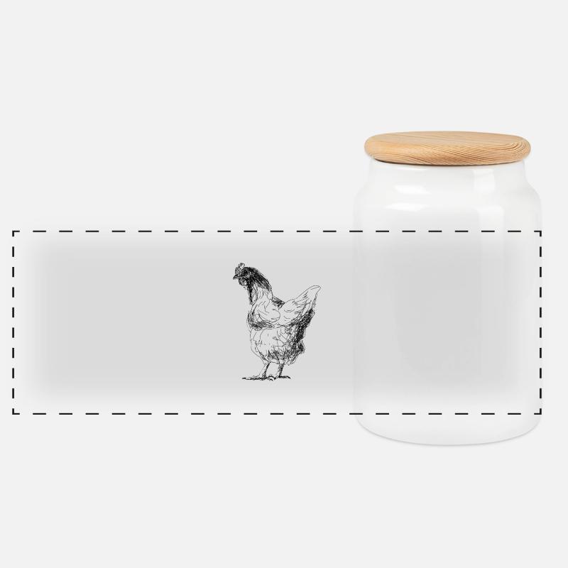 Huhn - Panorama Keksdose mit Holzdeckel - Weiß