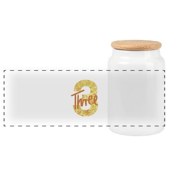 Number / 3 / Three / Birthday / Third / Number - Panoramic Cookie Jar with Wooden Lid - white - Front