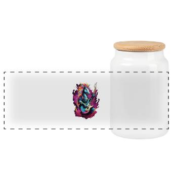Rock Unicorn - Panoramic Cookie Jar with Wooden Lid - white - Front