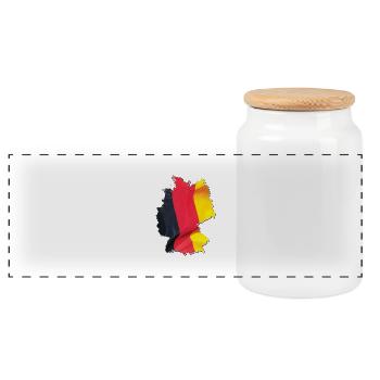 Drapeau de l’Allemagne sur la carte de l’Allemagne - Boîte à biscuits avec couvercle en bois - blanc - Devant