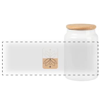 Lotus - Boîte à biscuits avec couvercle en bois - blanc - Devant