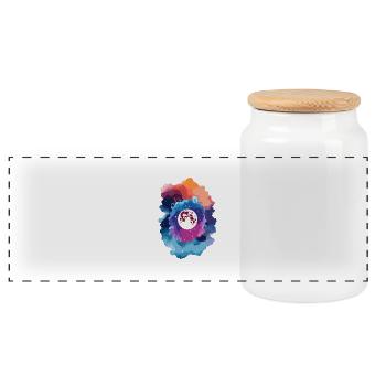 Full Moon Abstract Sky - Panoramic Cookie Jar with Wooden Lid - white - Front