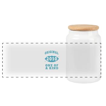 Original 2010 Vintage retro. Tshirt anniversaire 2 - Boîte à biscuits avec couvercle en bois - blanc - Devant