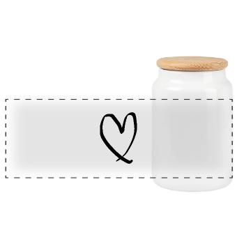 Drawn Heart Valentine's Day Gift - Panoramic Cookie Jar with Wooden Lid - white - Front
