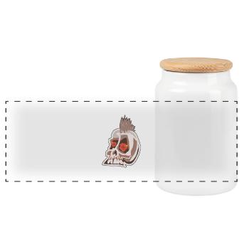 Crâne punk avec des fleurs - Boîte à biscuits avec couvercle en bois - blanc - Devant