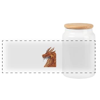 Dragon - Panorama Keksdose mit Holzdeckel - Weiß - Vorne