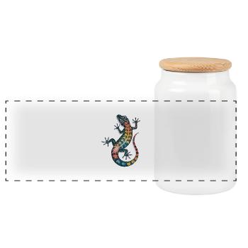 GECKO - Panorama Keksdose mit Holzdeckel - Weiß - Vorne
