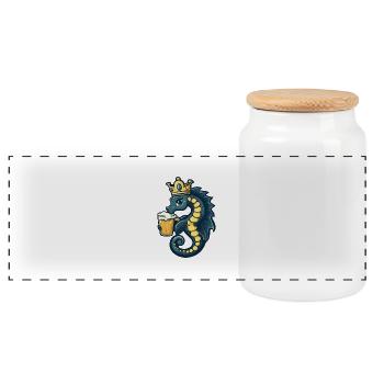 Seahorse Beer Funny - Panoramic Cookie Jar with Wooden Lid - white - Front