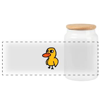 Cartoon Duck - Panoramic Cookie Jar with Wooden Lid - white - Front