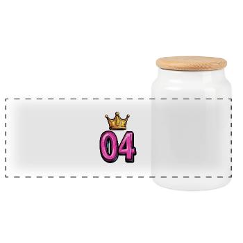 4 Number Crown - Panoramic Cookie Jar with Wooden Lid - white - Front