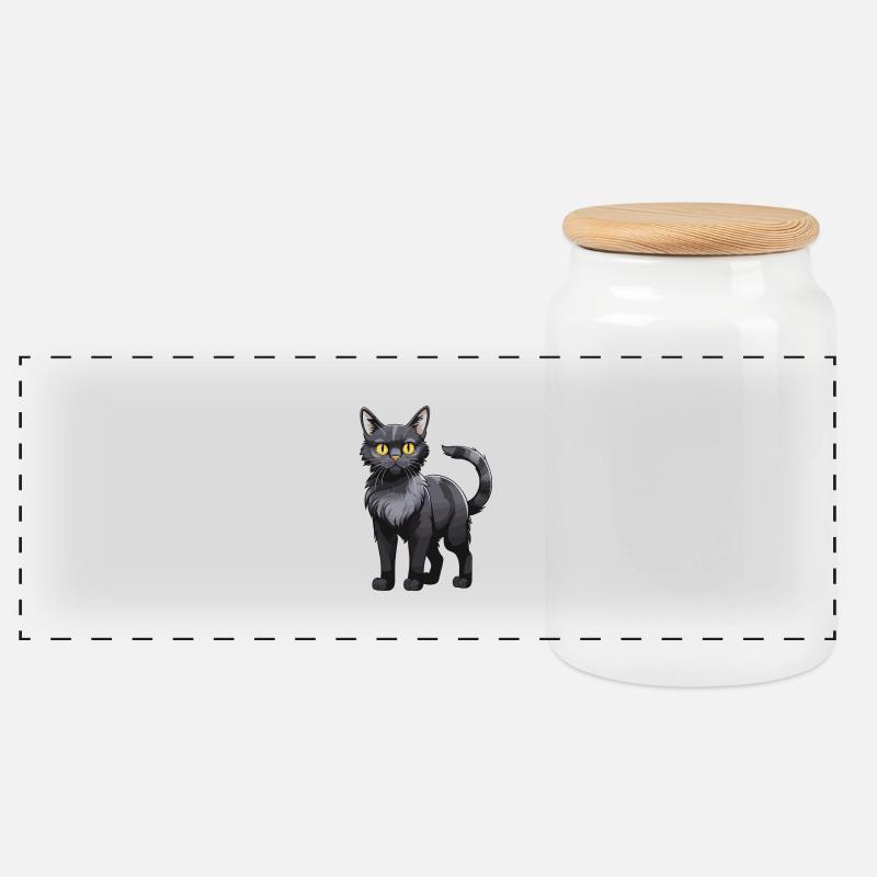 Katze Tier - Panorama Keksdose mit Holzdeckel - Weiß