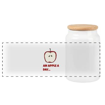 to Apple - Panoramic Cookie Jar with Wooden Lid - white - Front