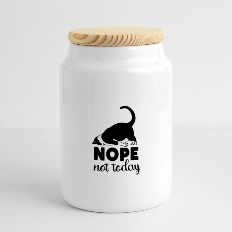 nope not today Panoramic Cookie Jar with Wooden Lid