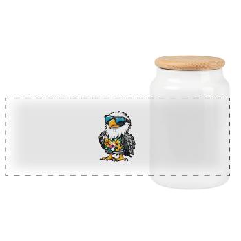 Eagle Bande dessinée Cool Été - Boîte à biscuits avec couvercle en bois - blanc - Devant
