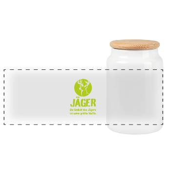 Jäger Die Geduld des Jägers ist seine größte Waff - Panorama Keksdose mit Holzdeckel - Weiß - Vorne